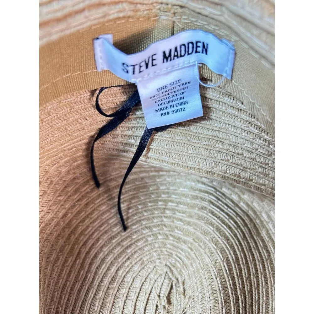Steve Madden NWOT Women's Tan Sea Shell Embroidered Packable Sun Hat